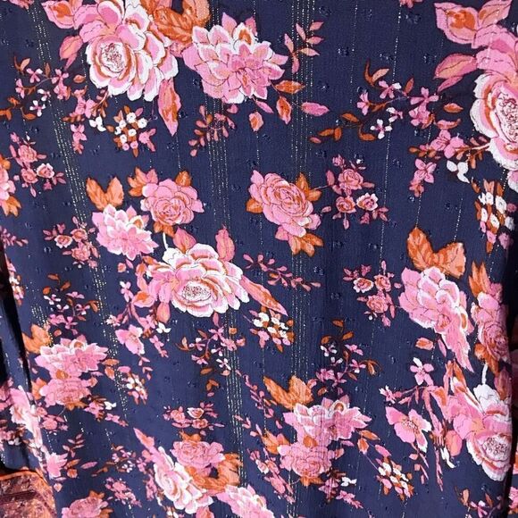 Matilda Jane blue floral metallic shrug open front jacket Women’s SZ XL/XXL - Picture 4 of 5